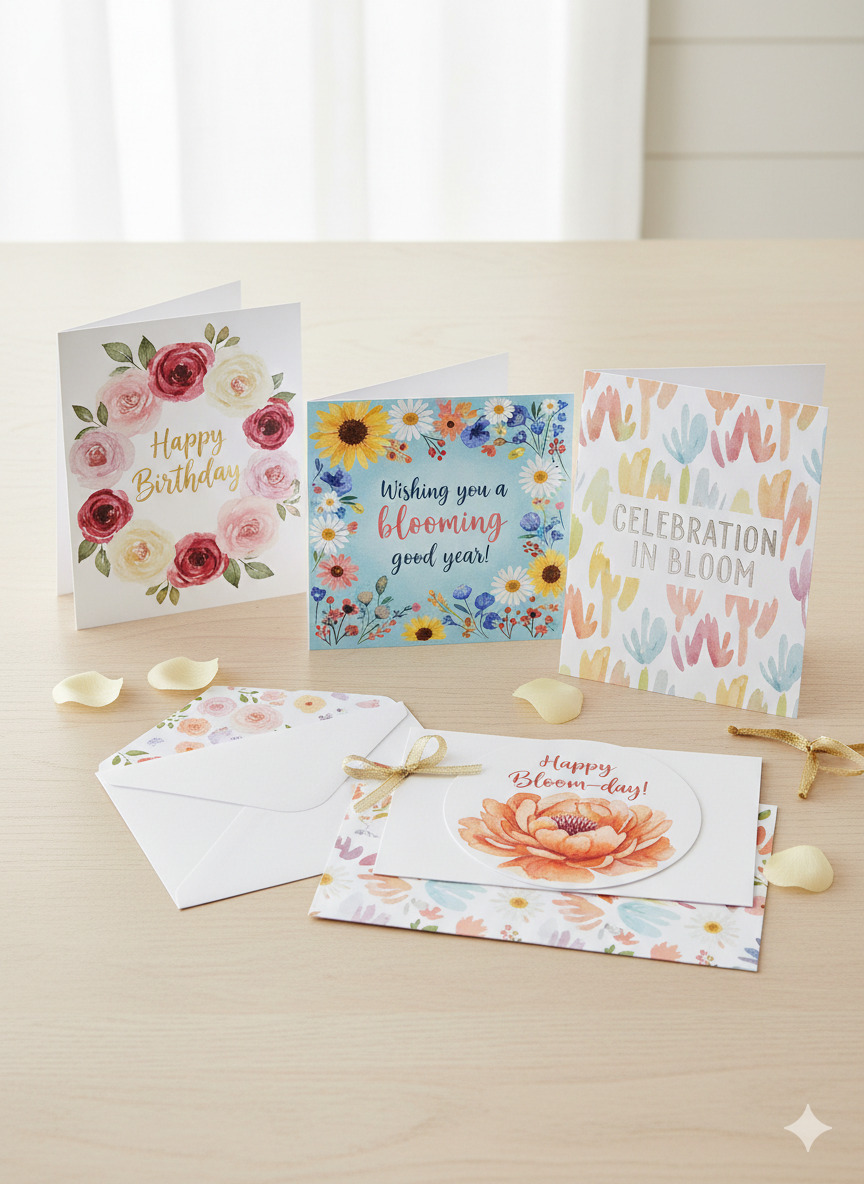 Blooms birthday card set